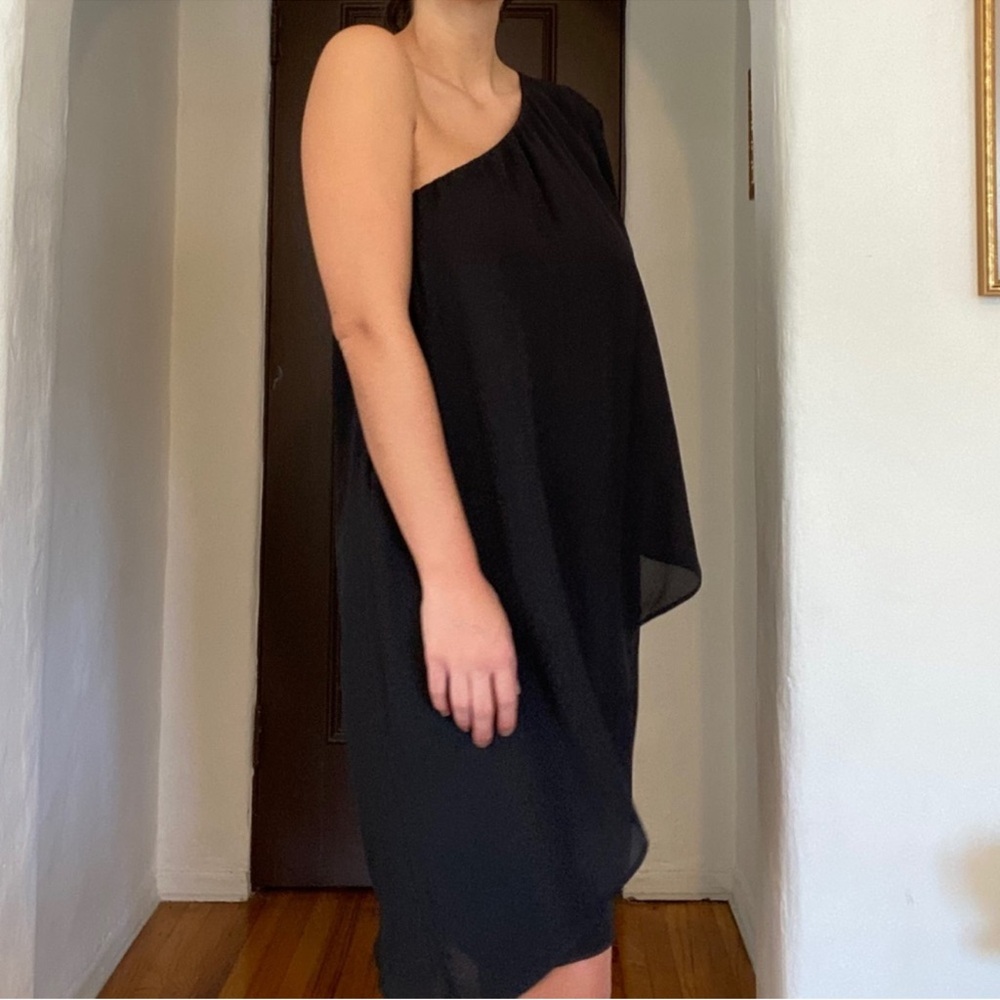 Grain de Malice One Shoulder Knee Length Black Cocktail Dress Medium